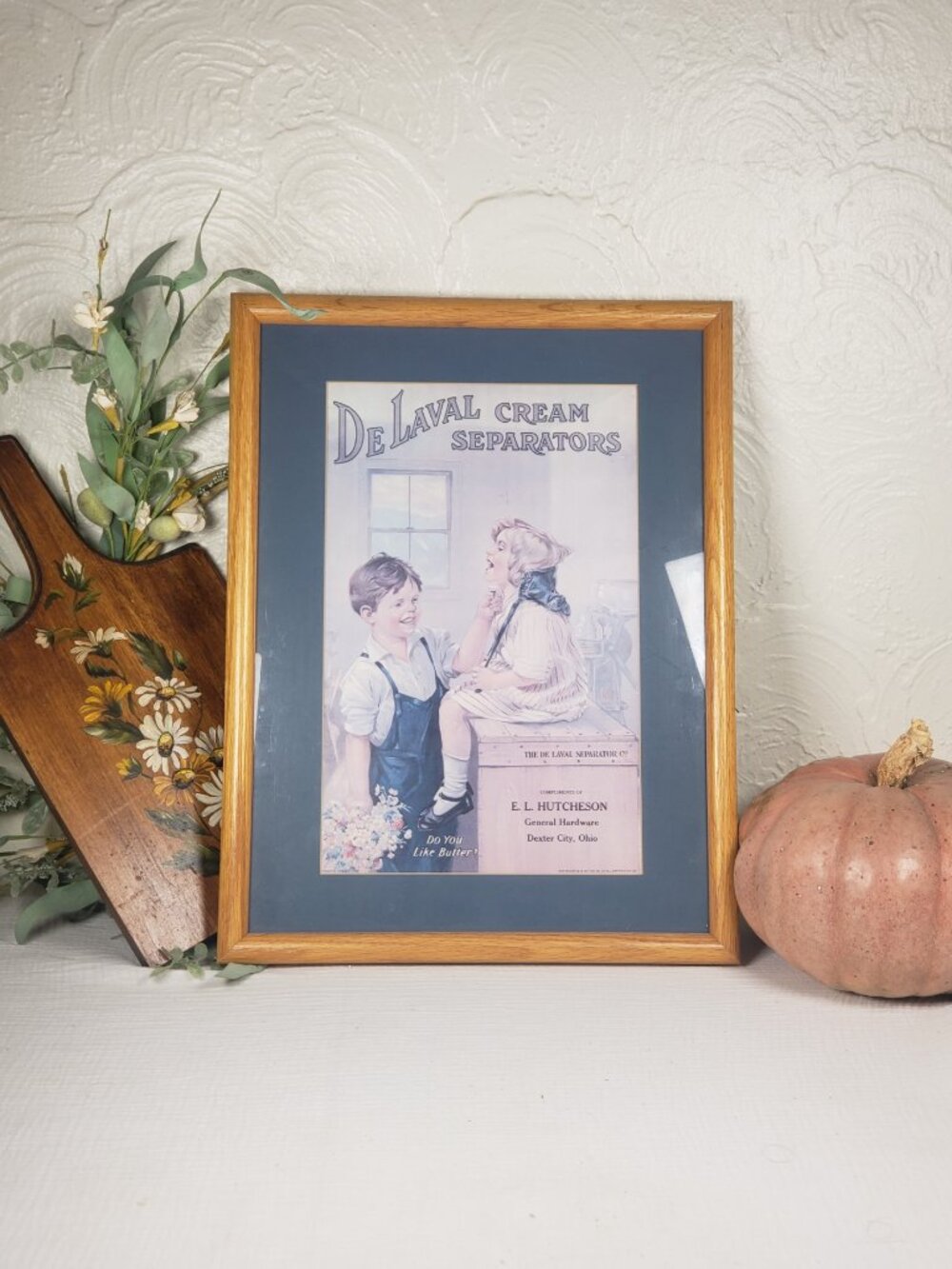 Vintage De Laval Cream Separator Framed Print Farmhouse Kitchen Dairy Ad Decor